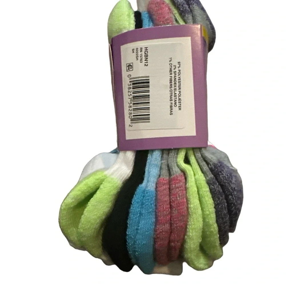 Hanes Girls’ No Show Socks – 12 Pairs, Size 6-10.5 (S), Multi-Color, NWT